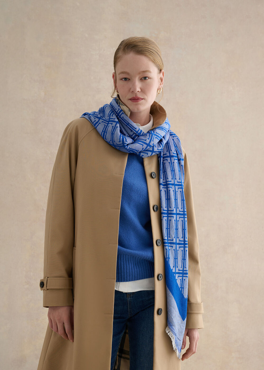 Mora Scarf, Blue Ivory, hi-res