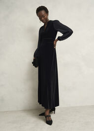 Marissa Velvet Dress, Black, hi-res