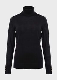 Lara Merino Wool Roll Neck Sweater, Black, hi-res