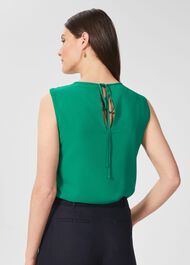 Willow Satin Blouse, Field Green, hi-res