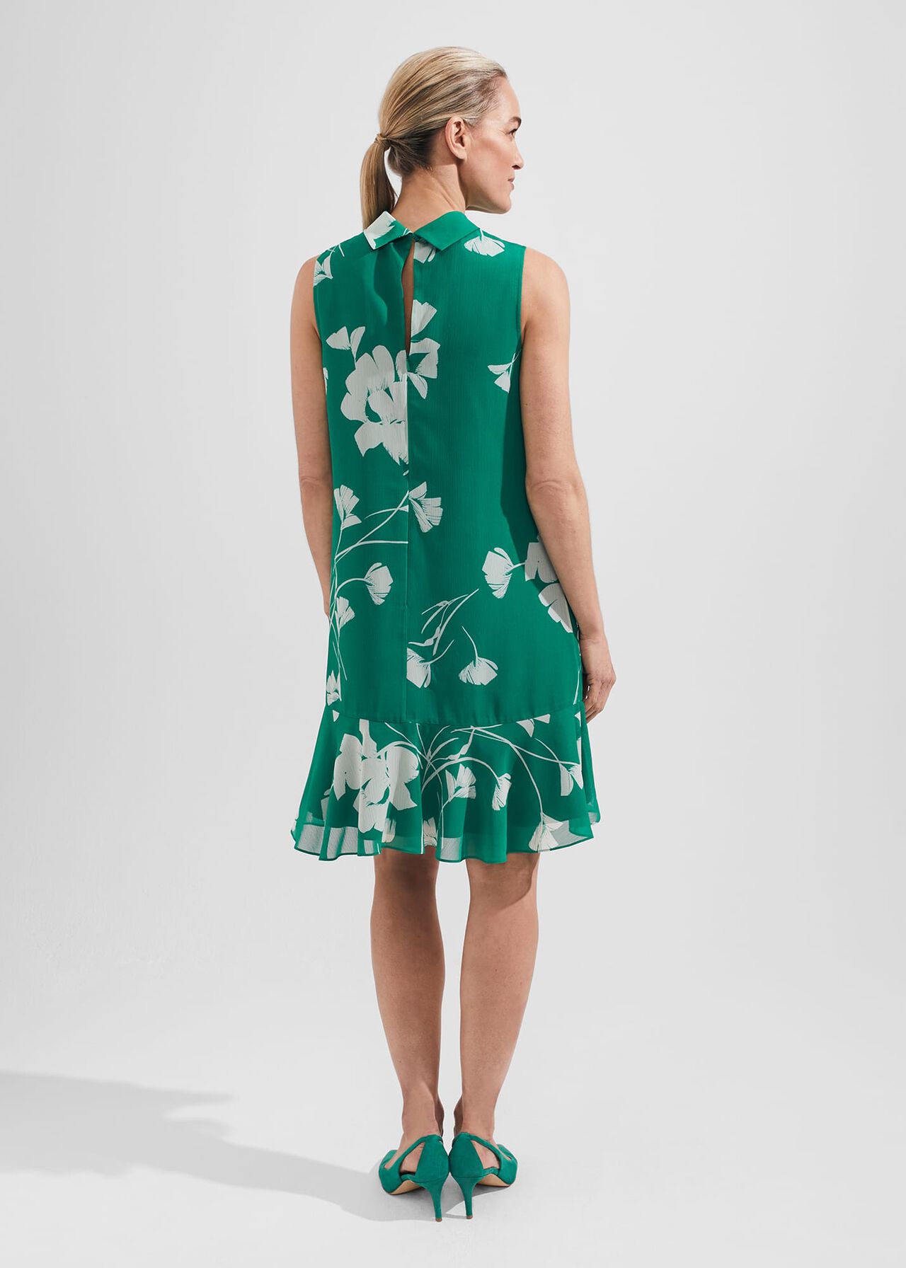 Madeline Floral A Line Dress, Green Ivory, hi-res