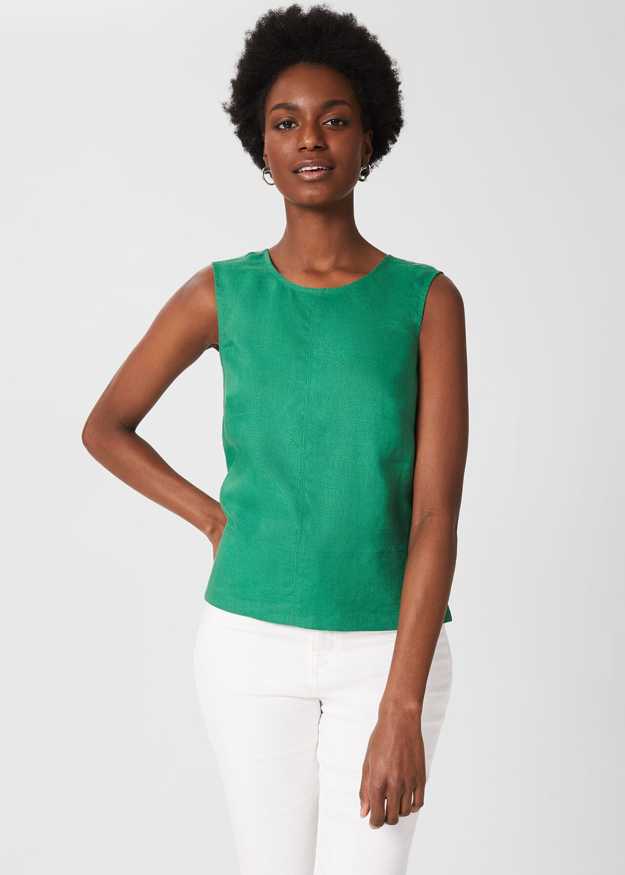 Halle Linen Top , Amazon Green, hi-res