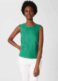 Halle Linen Top , Amazon Green, hi-res