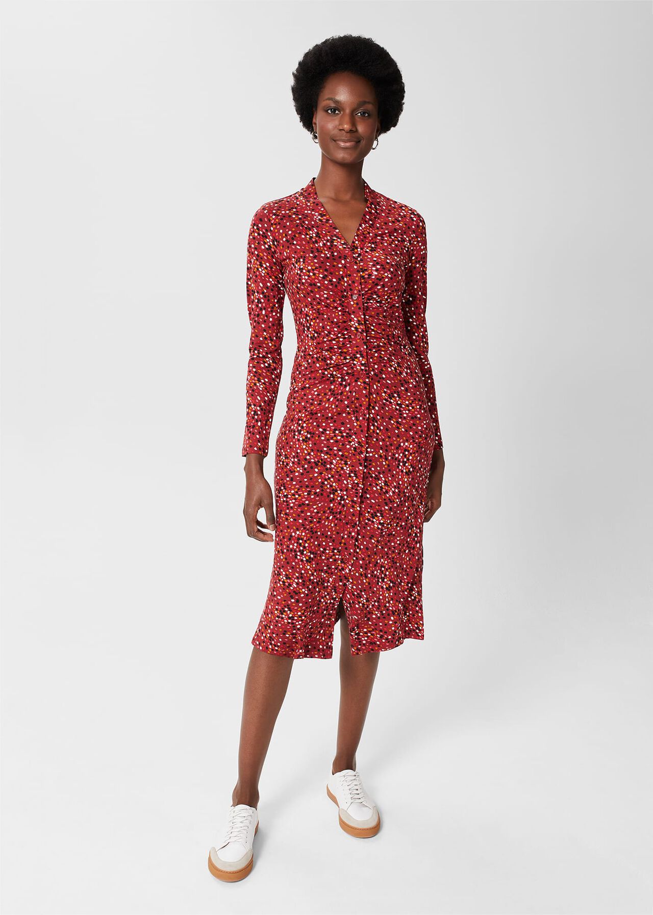 Hatty Jersey Dress, Red Multi, hi-res