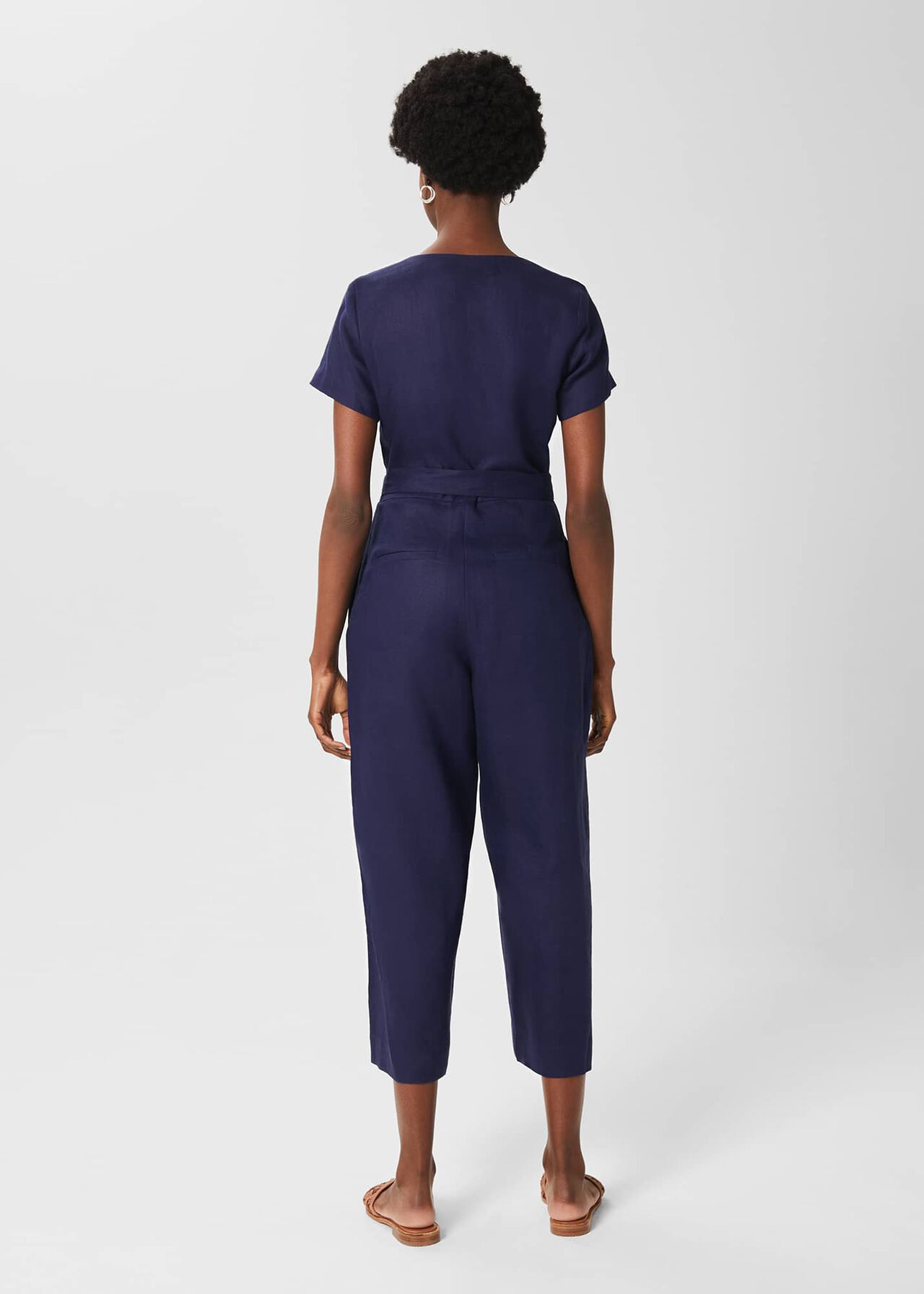 Jazlyn Linen Jumpsuit, Navy, hi-res