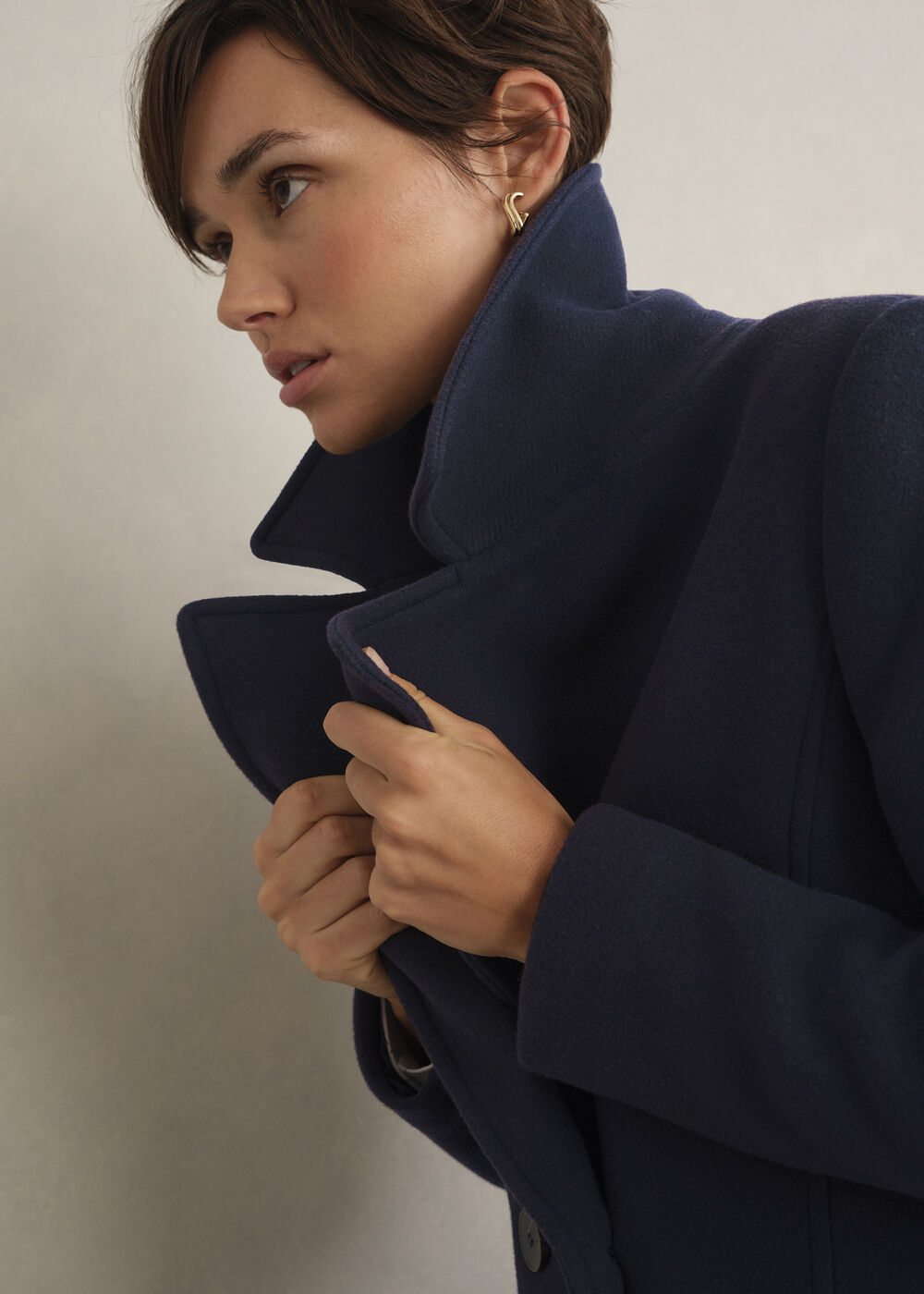 Betsy Cashmere Blend Coat, Navy, hi-res