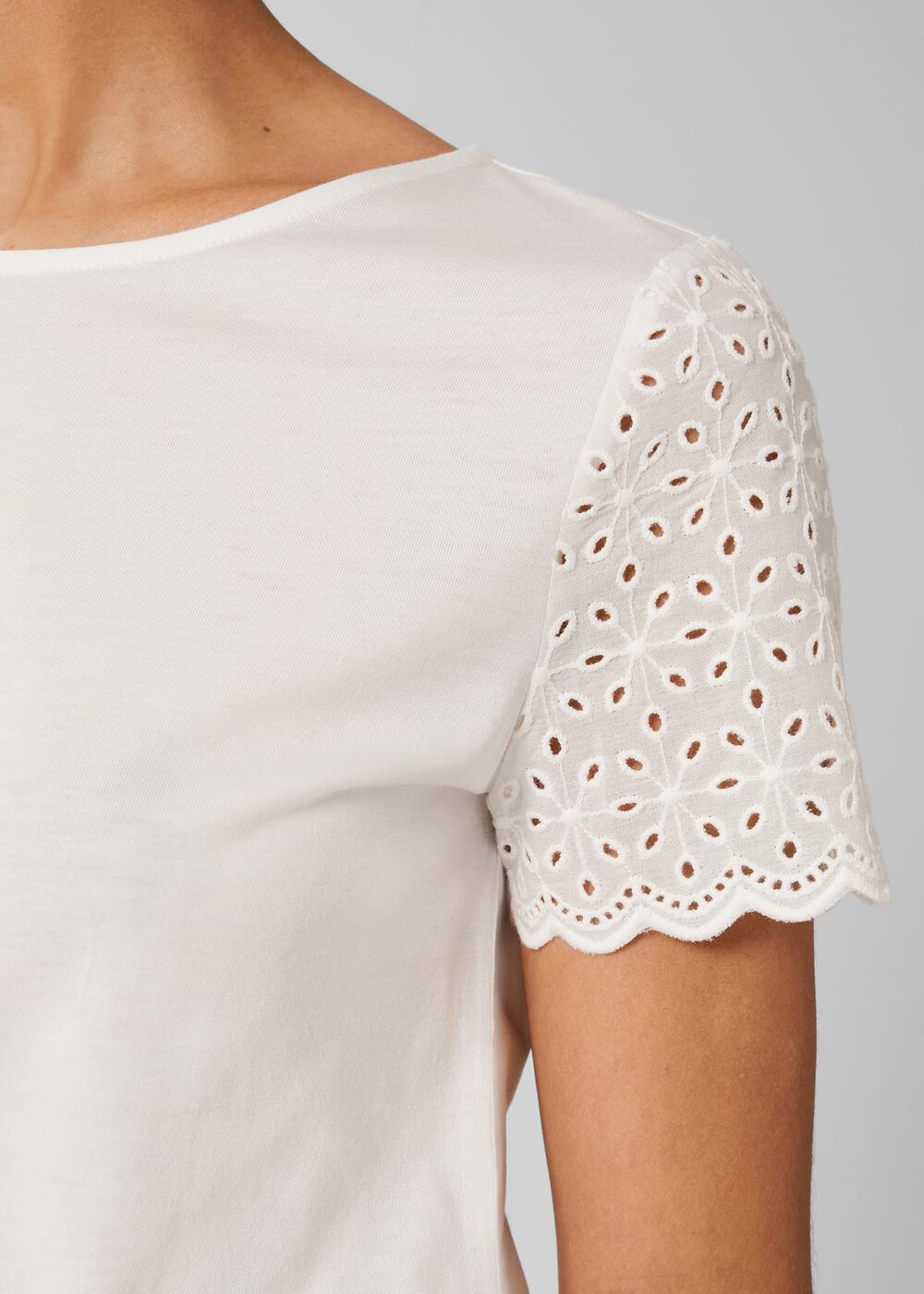 Jessie Broderie Top, Ivory, hi-res