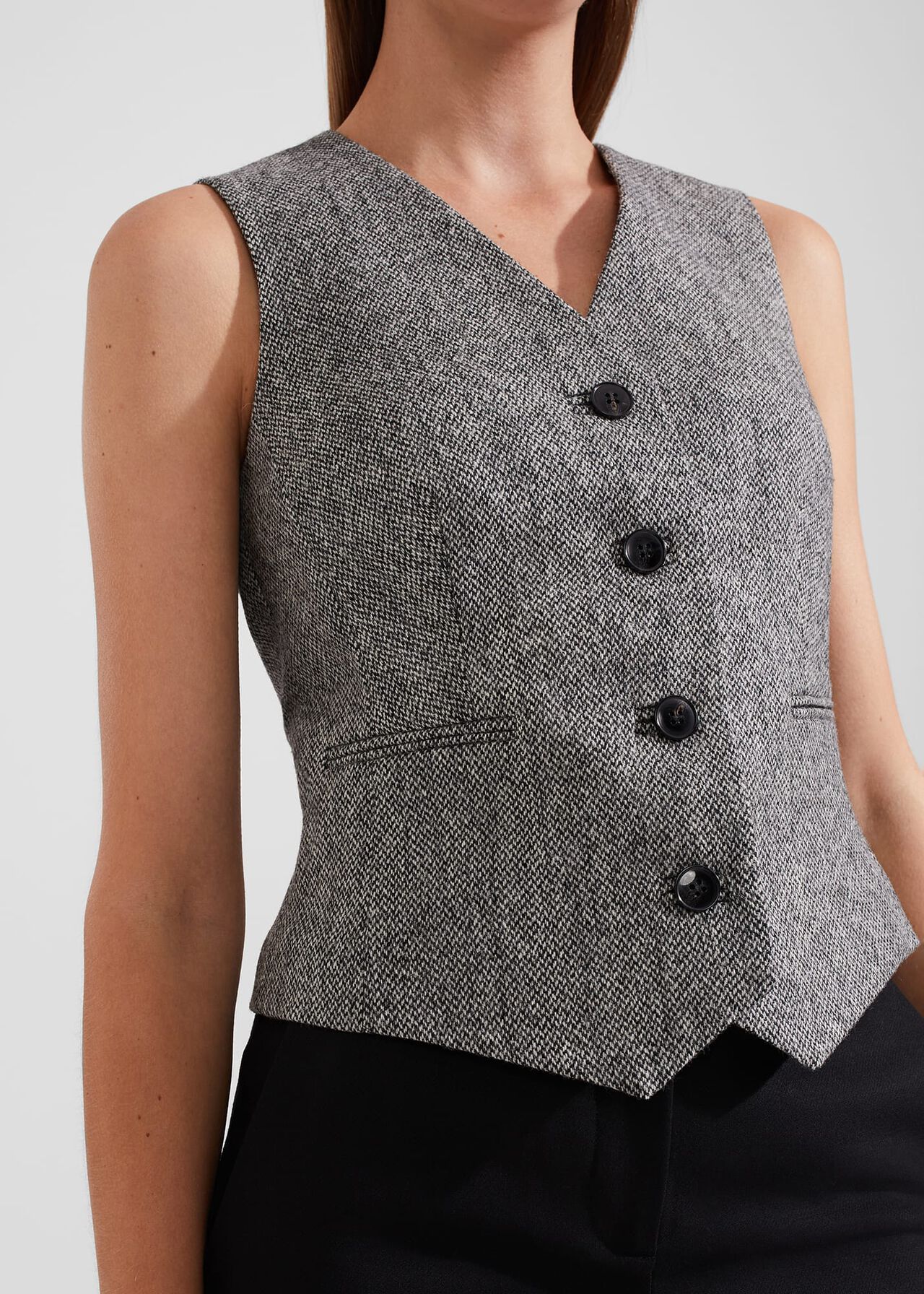 Elle Waistcoat, Black White, hi-res