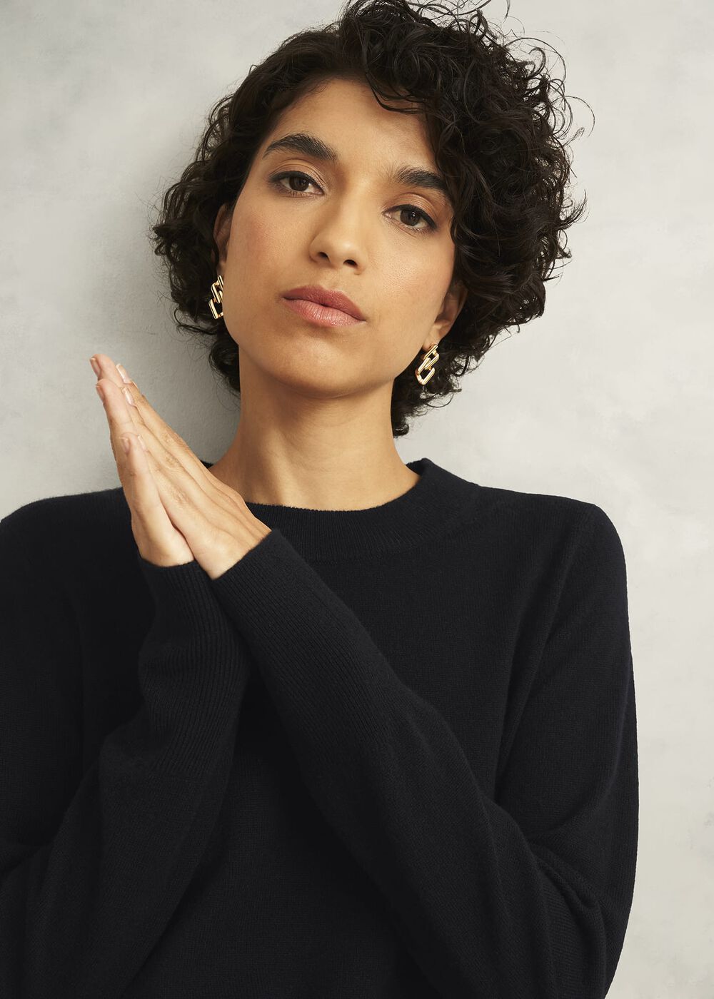 Black Tresco Wool Cashmere Crew Neck Knitted Sweater, Black, hi-res