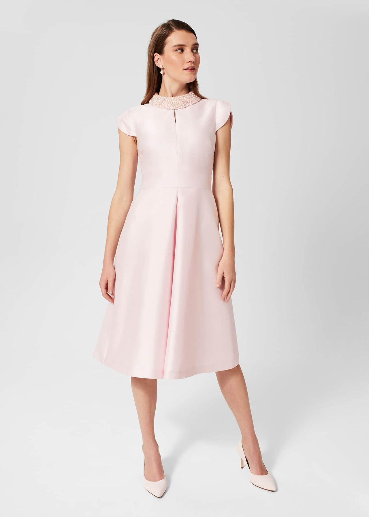 Marcella Silk Blend Beaded Dress, Pale Pink, hi-res