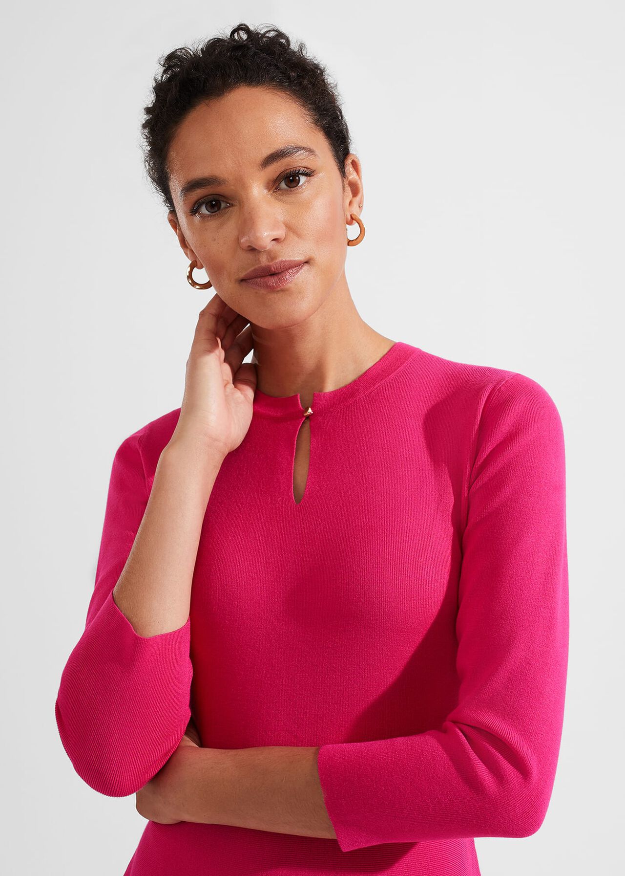 Hailey Knitted Dress, Sapphire Pink, hi-res