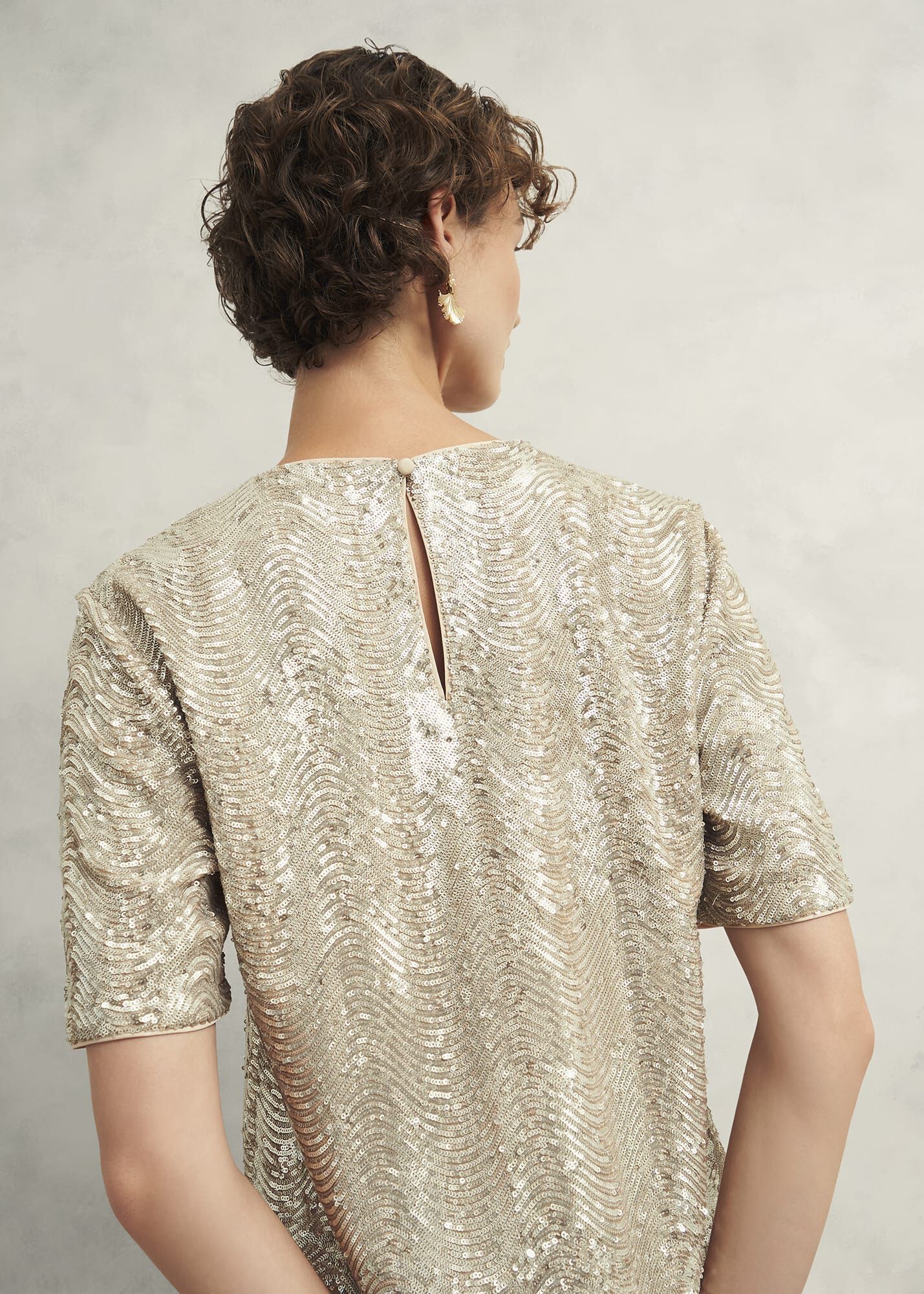 Metallic Dot Cowl Neck Top