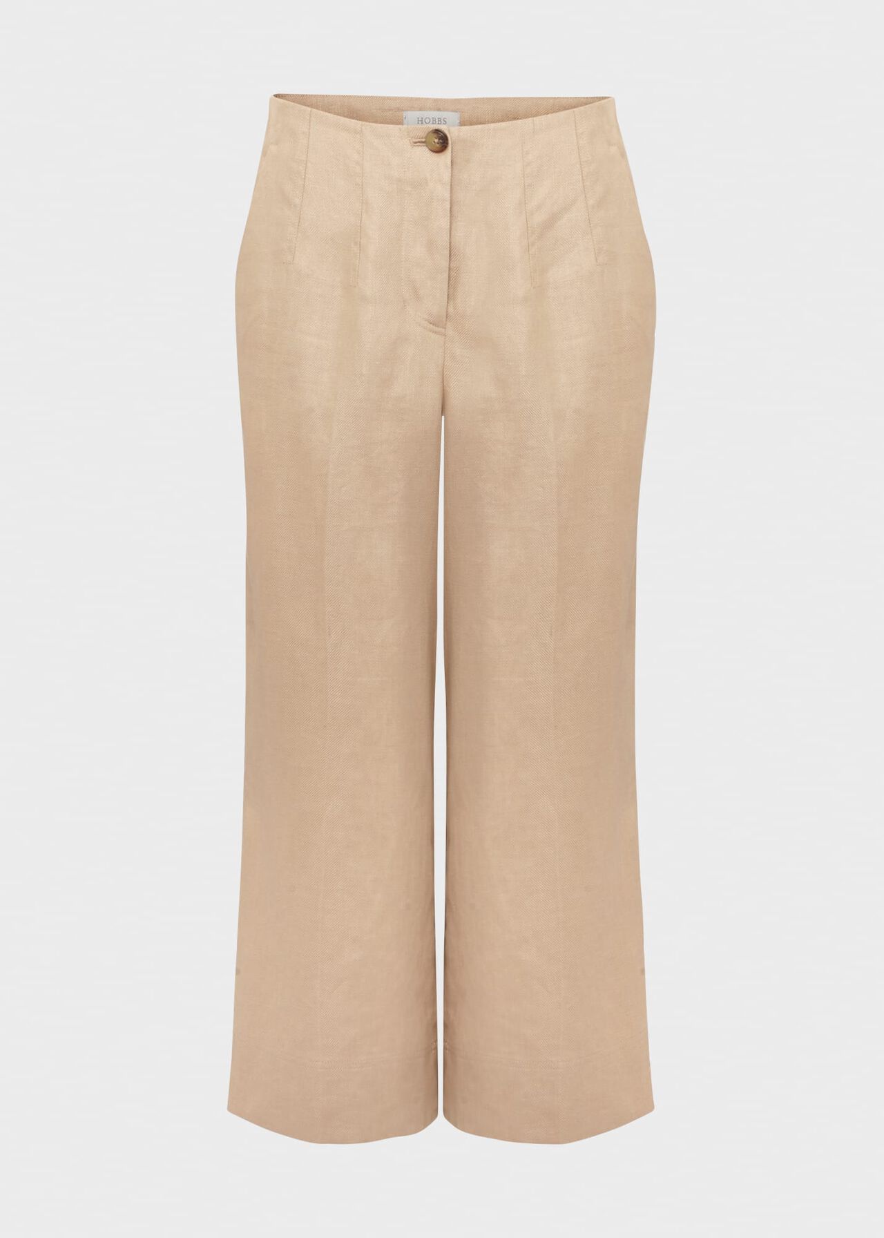 Dora Linen Crop Trouser, Sand, hi-res