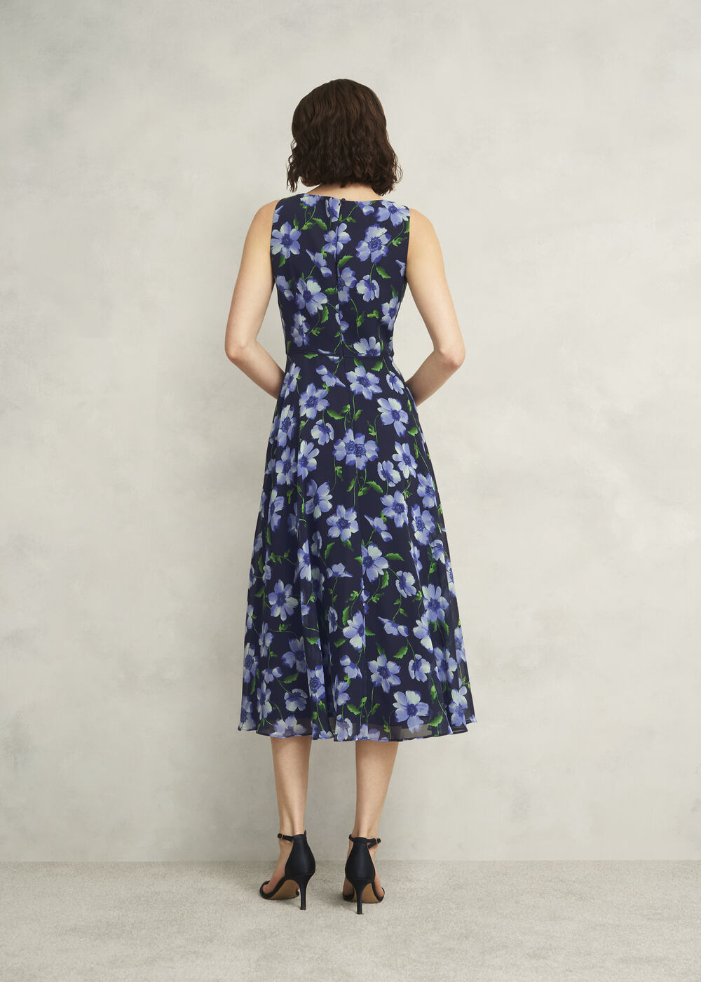 Carly Floral Printed Midi Dress, Midnight Multi, hi-res
