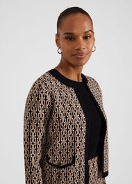 Perrie Knitted Jacket, Black Camel, hi-res