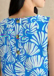 Fern Cotton Button Back Printed Top, Blue White, hi-res