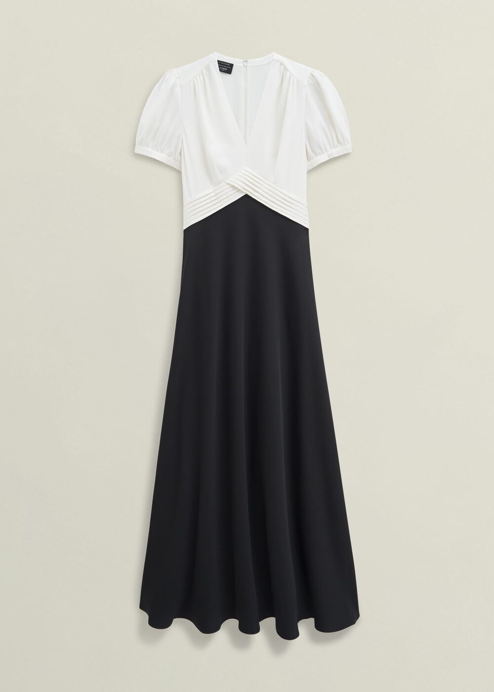 Elizabeth Colourblock Satin Maxi Dress, Black Ivory, hi-res