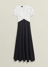 Elizabeth Colourblock Satin Maxi Dress, Black Ivory, hi-res