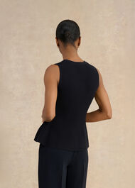 Bowes Ribbed Knitted Peplum Top, Hobbs Navy, hi-res