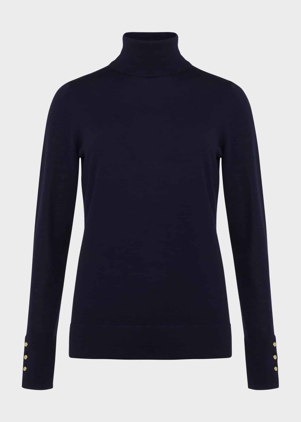 Lara Merino Wool Roll Neck Jumper, Navy, hi-res