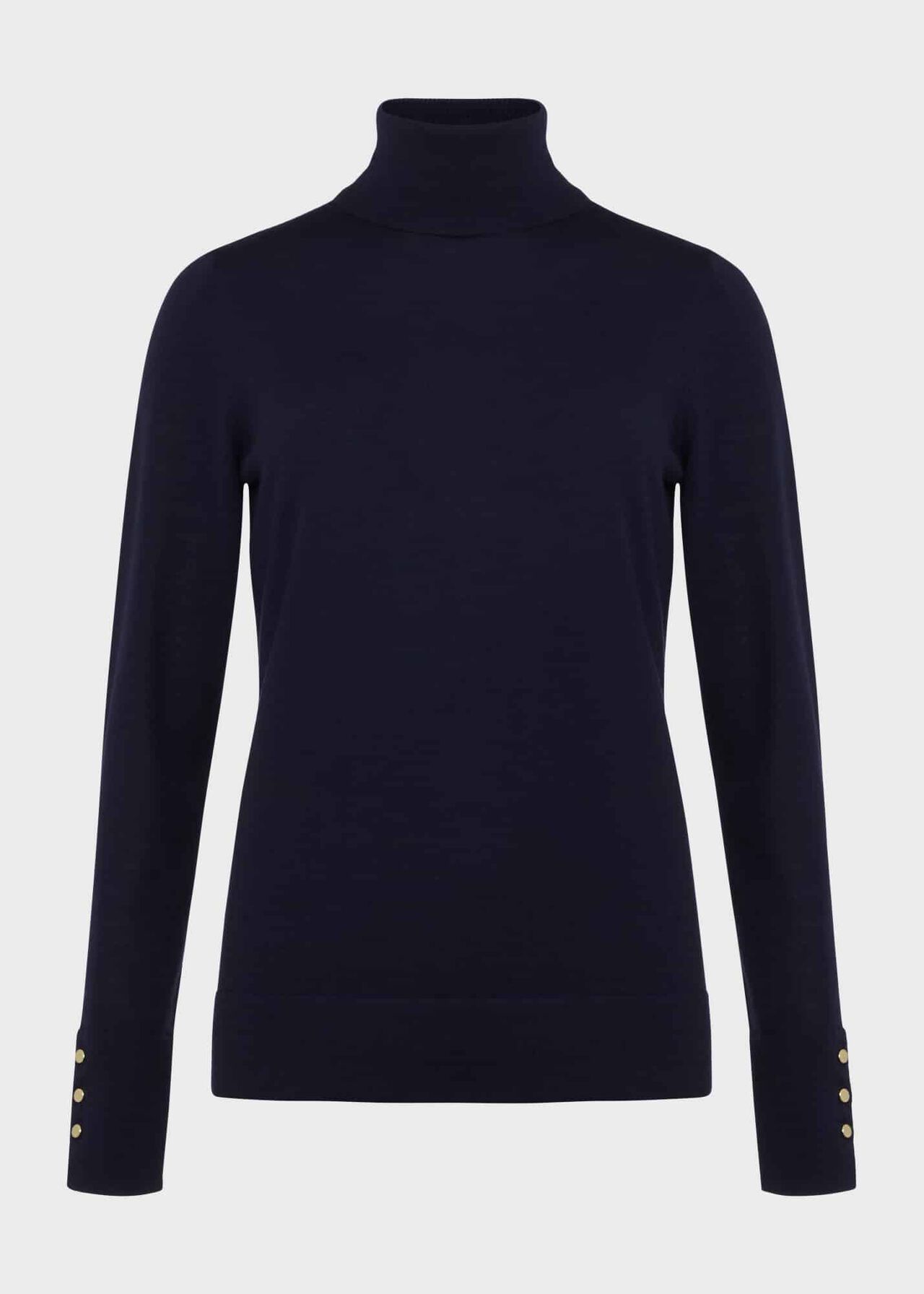Lara Merino Wool Roll Neck Jumper, Navy, hi-res