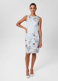 Fiona Floral Shift Dress, Pale Blue Multi, hi-res