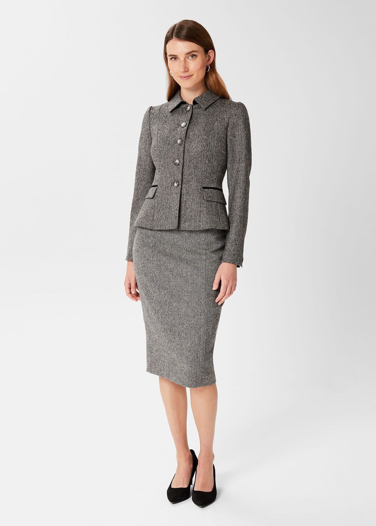 Daniella Wool Jacket, Black White, hi-res