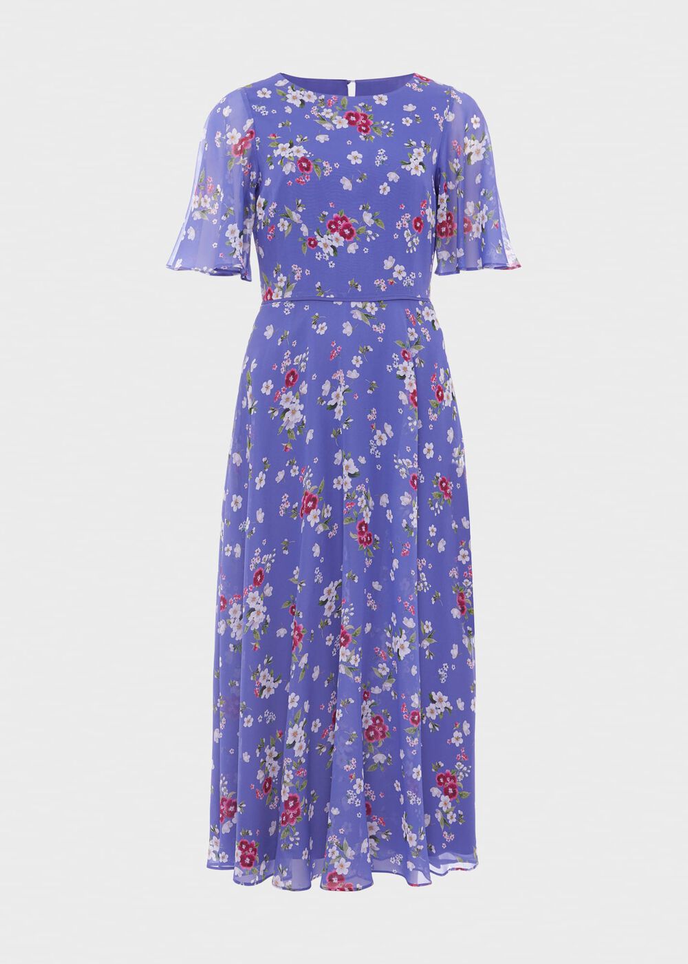 Caroline Silk Floral Dress, Blue Multi, hi-res