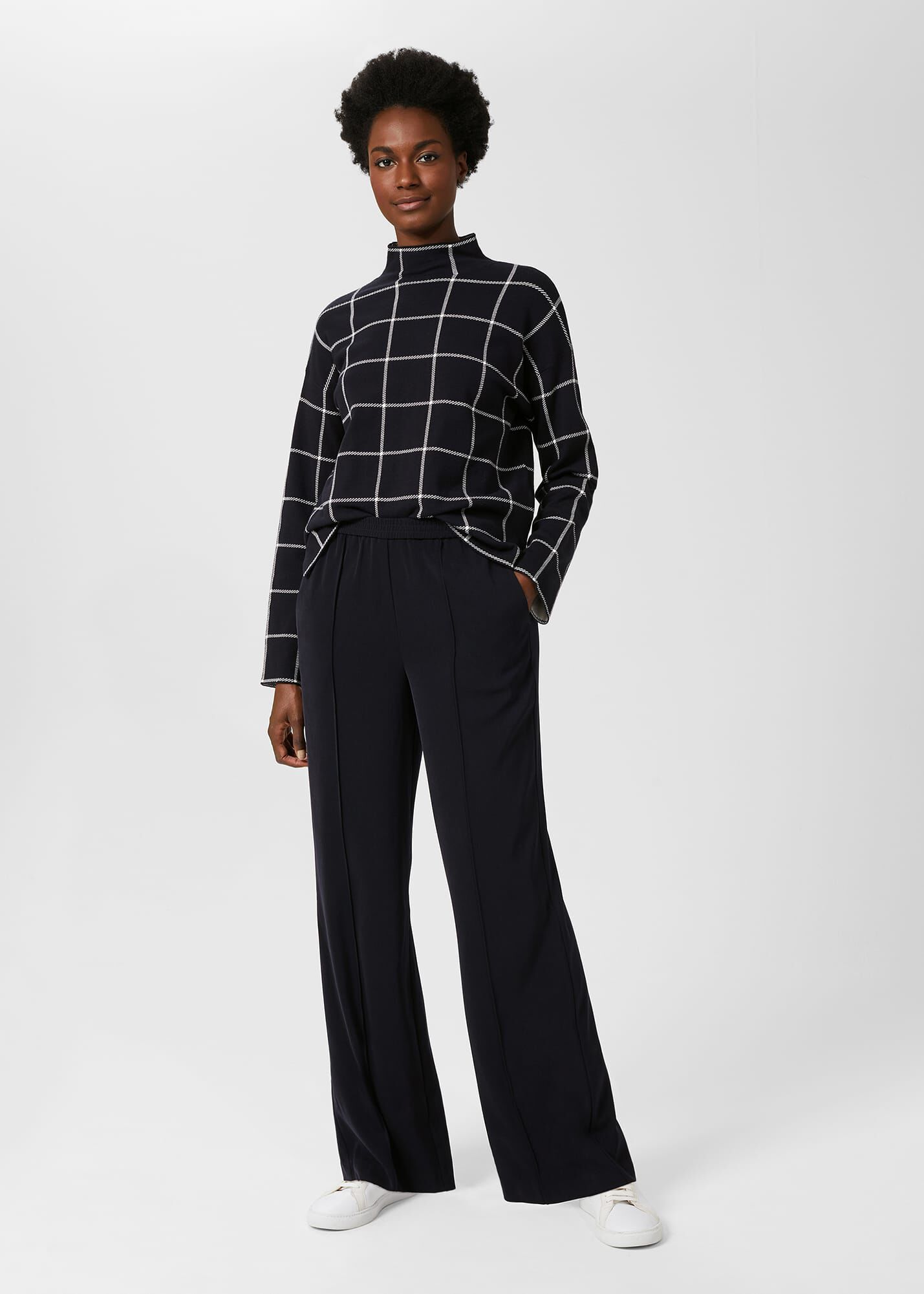 Polyester wide leg trousers top