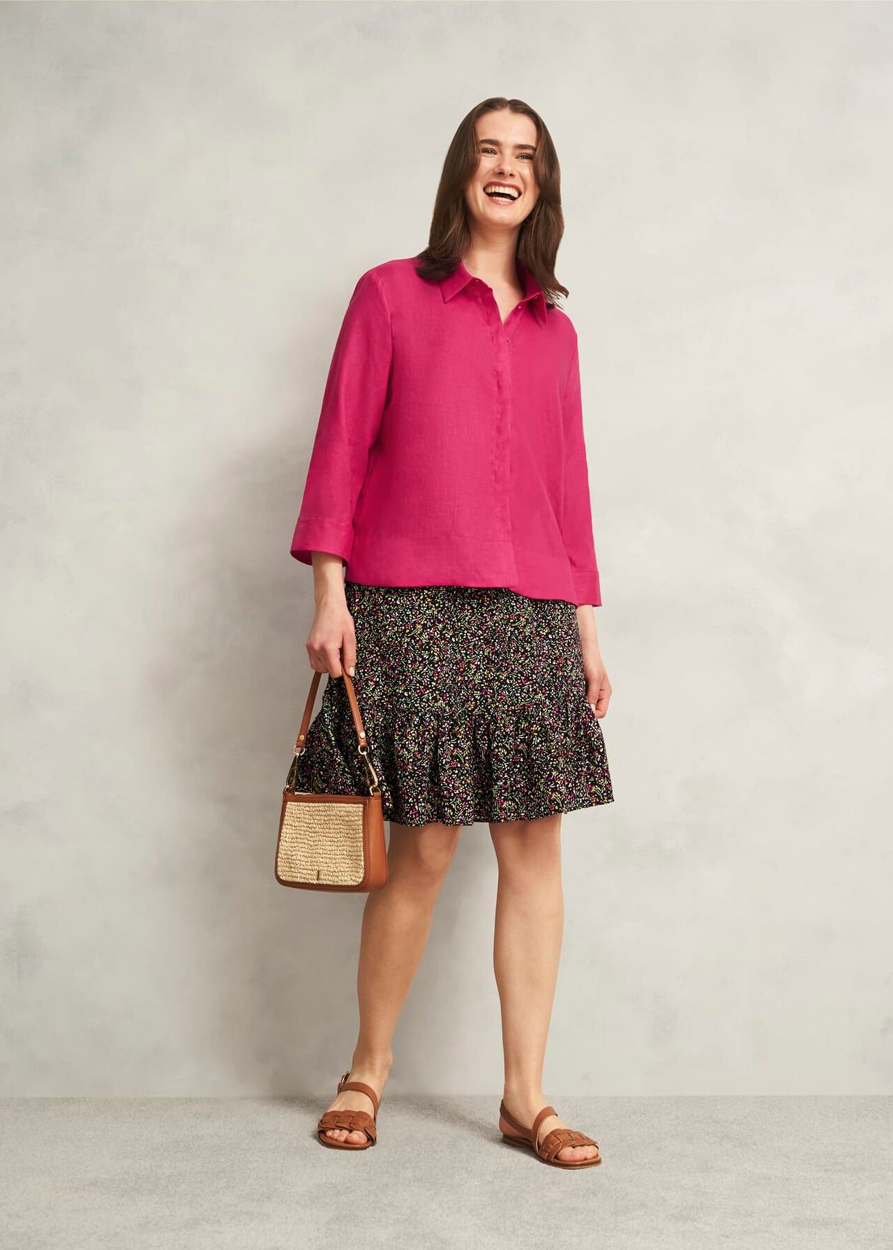 Nita Linen Shirt, Zinnia Pink, hi-res