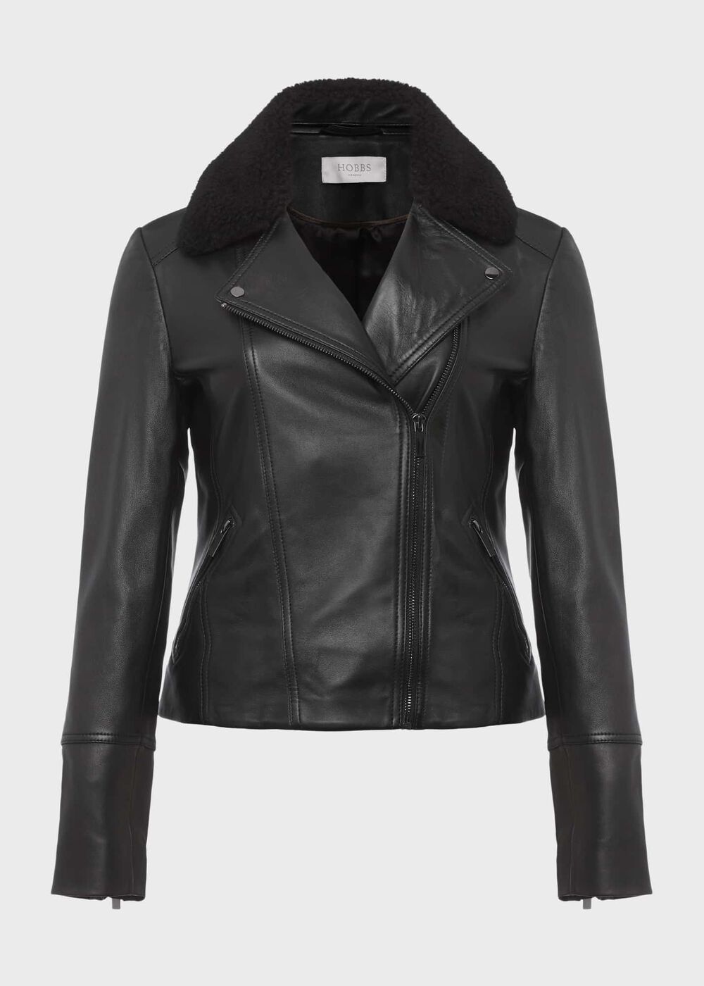 Lois Leather Jacket, Black, hi-res