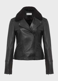 Lois Leather Jacket, Black, hi-res