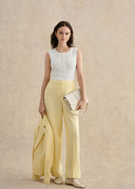 Petite Adalee Linen Wide Leg Trousers, Soft Yellow, hi-res