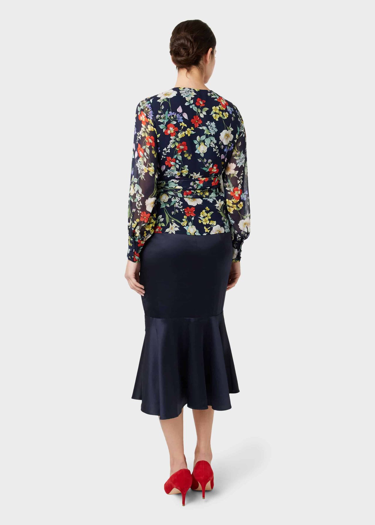 Amberlee Satin Skirt, Midnight, hi-res