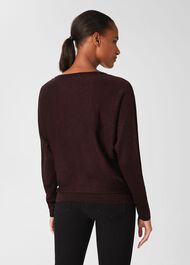 Sara Sparkle Batwing Jumper, Black Burgundy, hi-res