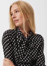 Aurielia Silk Dress, Black Ivory, hi-res