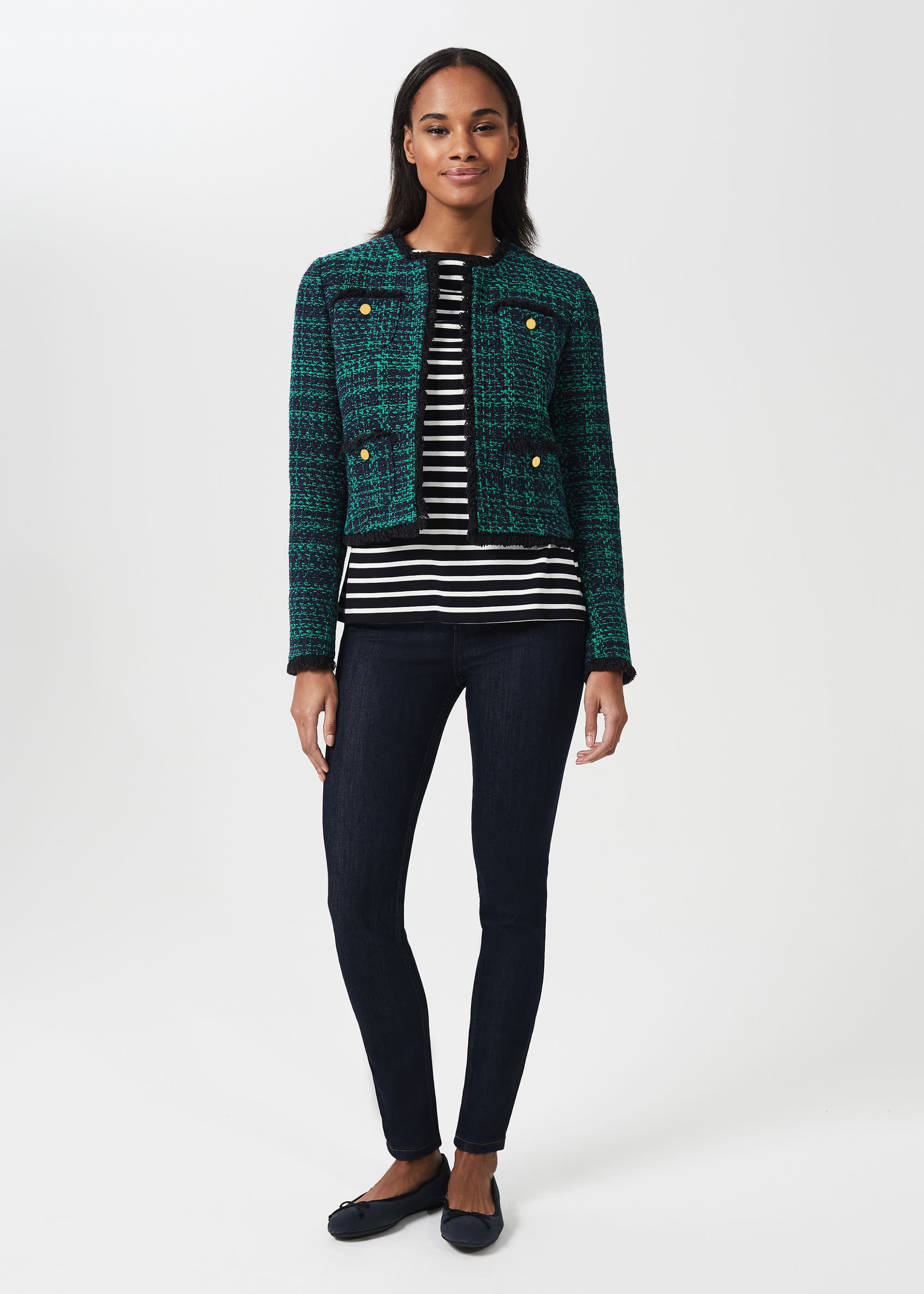 J crew green tweed top coat