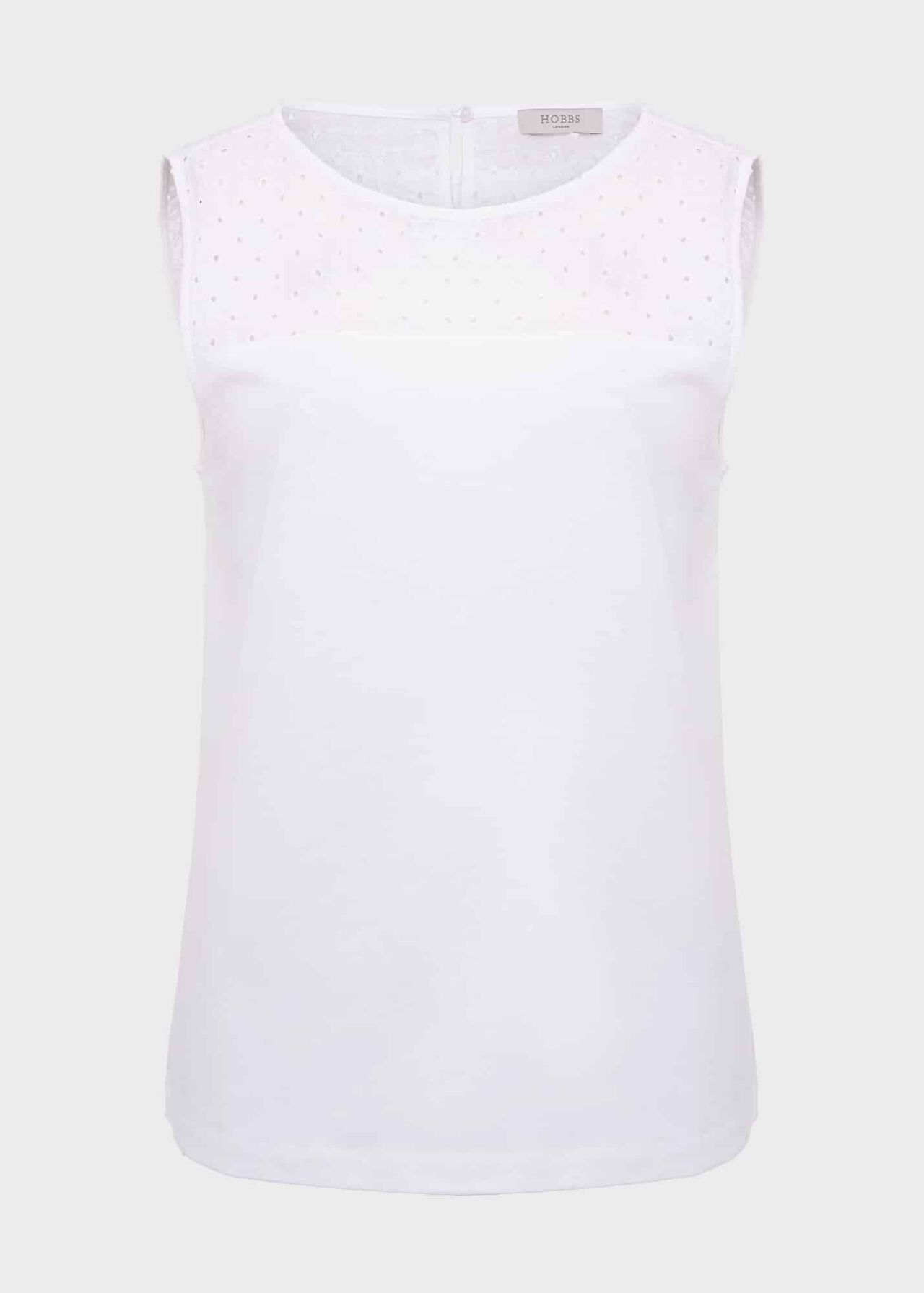 Paige Broderie Vest, White, hi-res