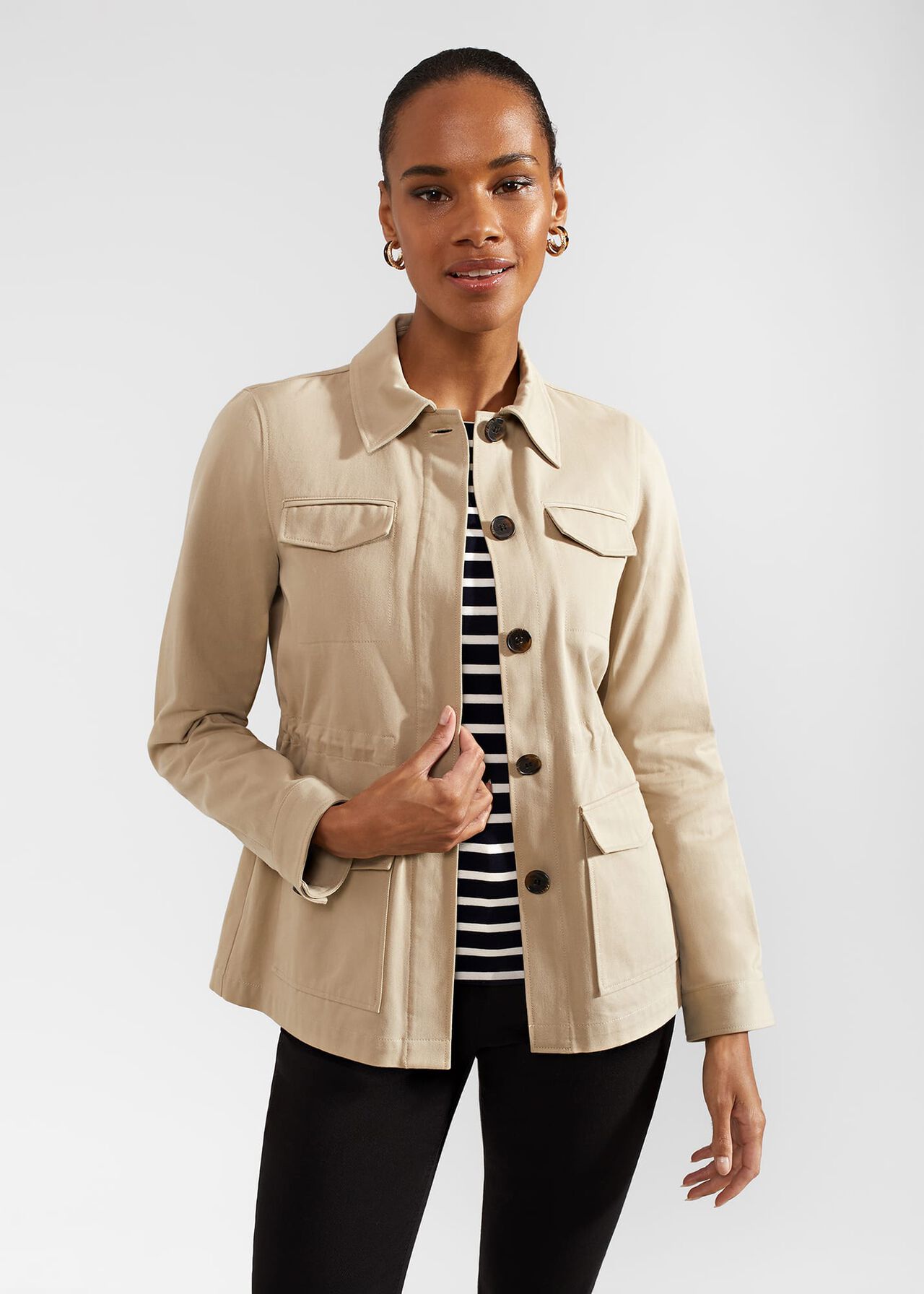 Mandy Cotton Jacket, Soft Grey, hi-res