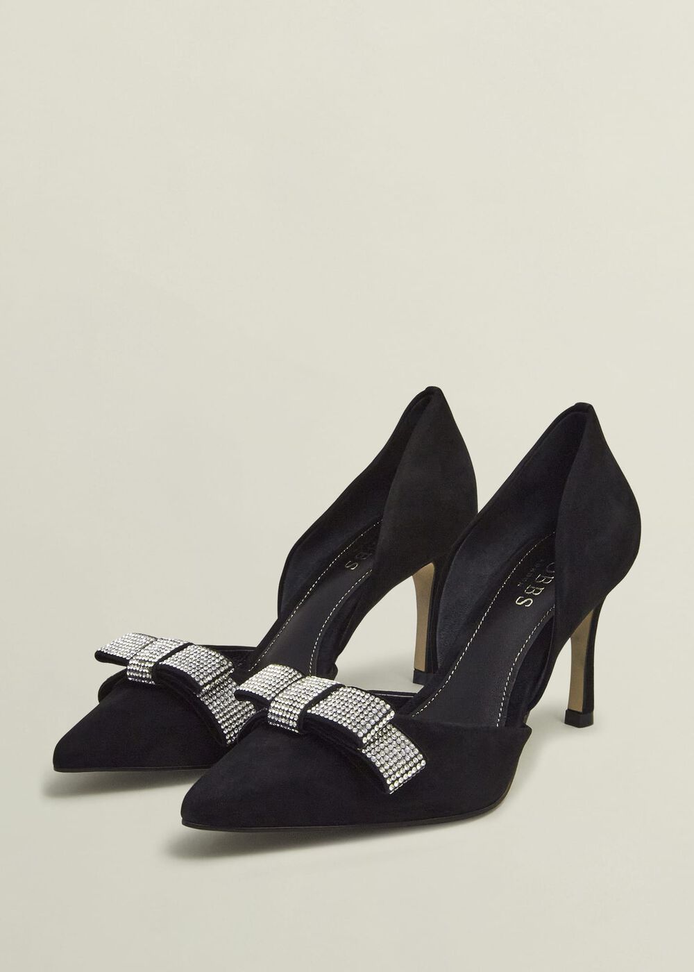 Elva Jewelled Bow Courts, Black, hi-res