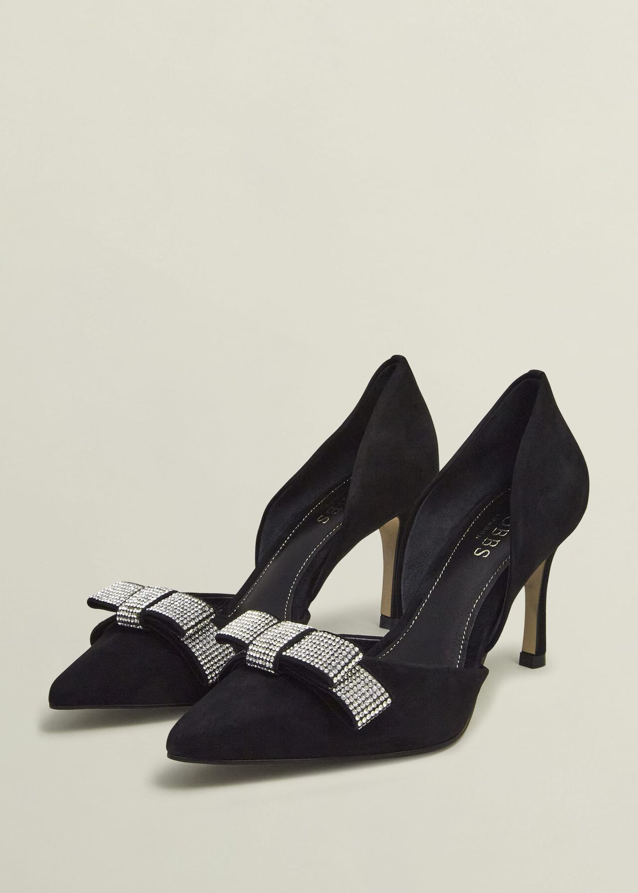 Elva Jewelled Bow Courts, Black, hi-res