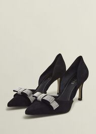 Elva Jewelled Bow Courts, Black, hi-res
