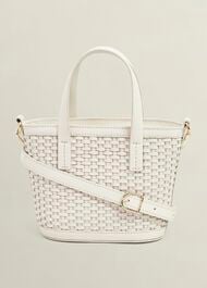 Posie Woven Leather Bag, Chalk Beige, hi-res