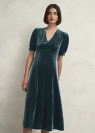 Petite Dormer Velvet Dress, Evergreen, hi-res