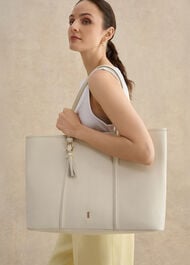 Kyra Leather Tote Bag, Warm Ivory, hi-res