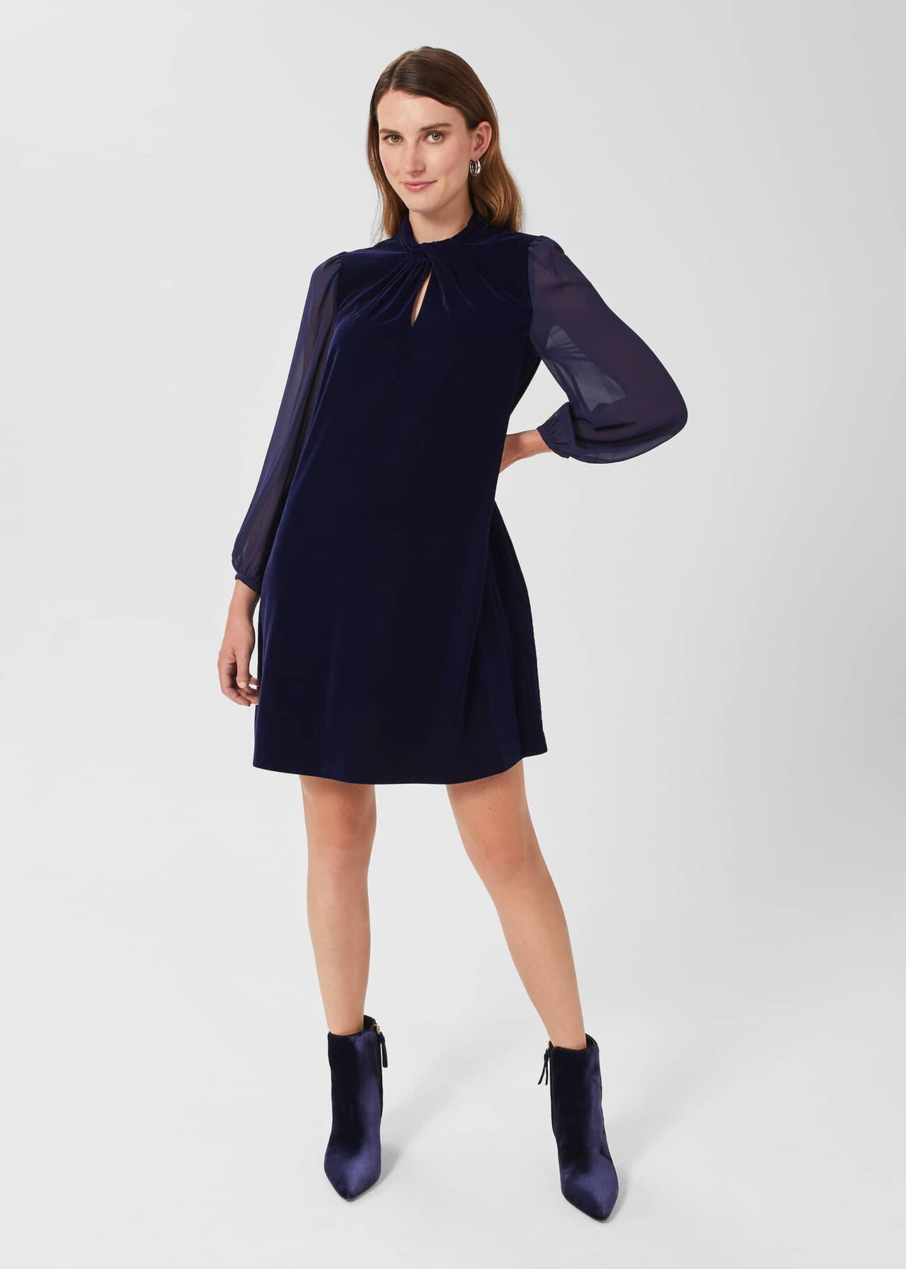 Faye Velvet Dress, Midnight Navy, hi-res