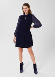 Faye Velvet A Line Dress, Midnight Navy, hi-res