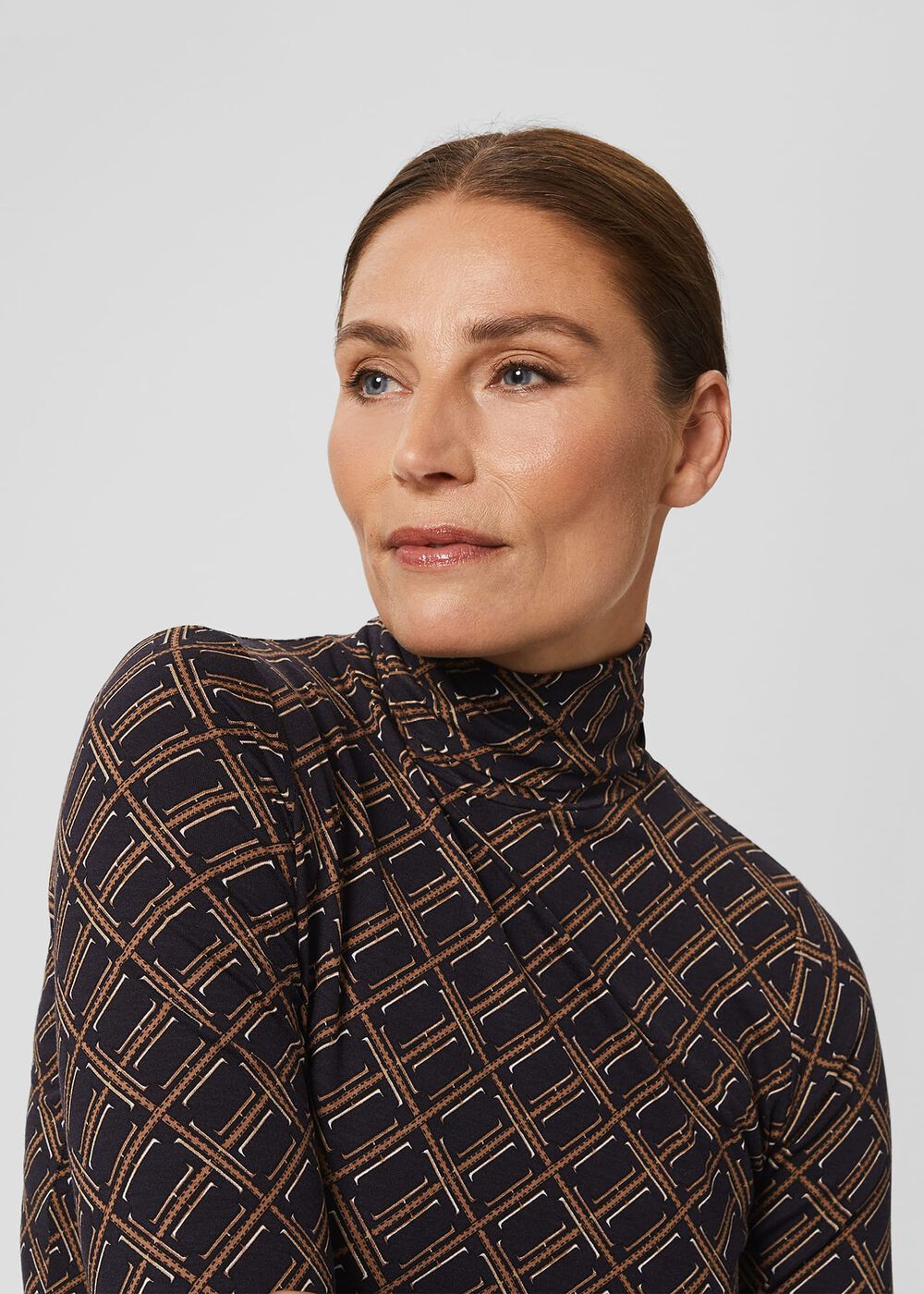 Mischa Roll Neck Top, Navy Multi, hi-res