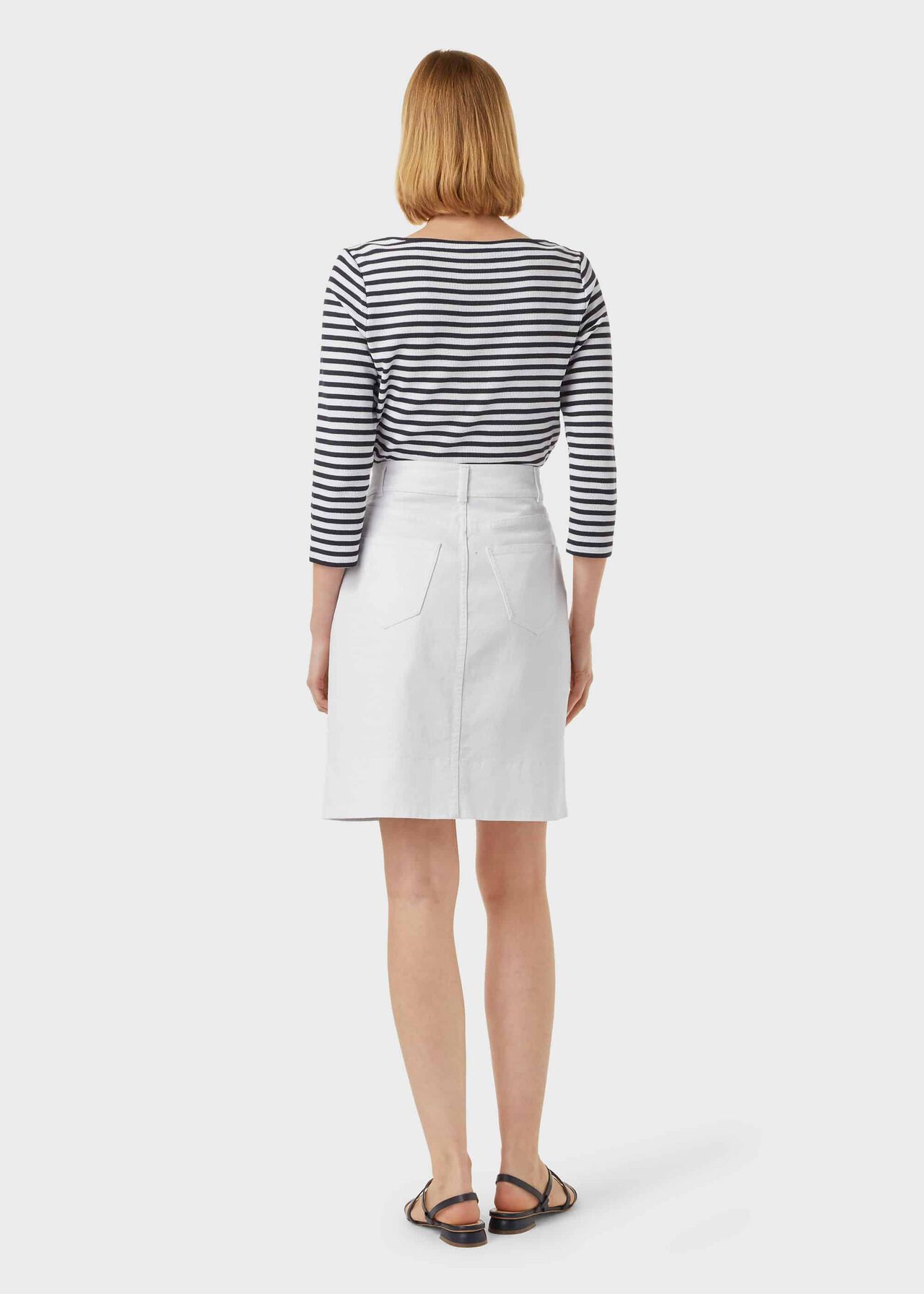 Maeva Denim A Line Skirt, White, hi-res
