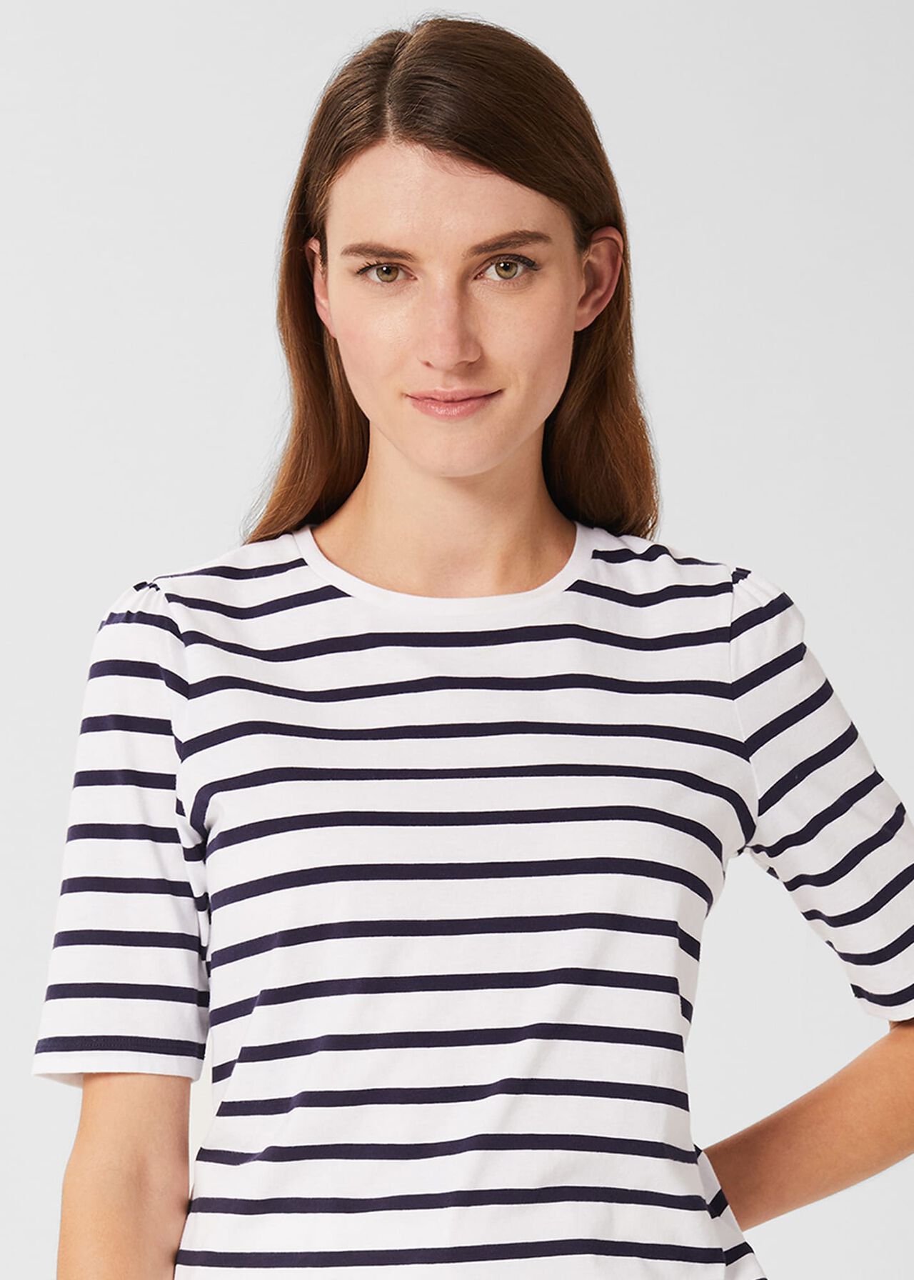 Eva Striped T-Shirt, White Dark Navy, hi-res